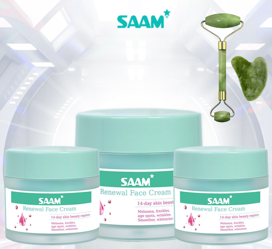 PACK OF 3 SAAM RENEWAL FACE CREAM WITH DERMA ROLLER